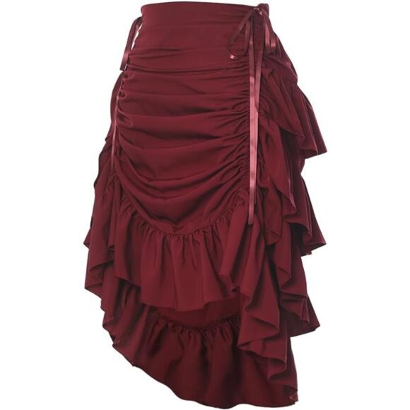 Women's Victorian Steampunk Skirt Costume Wine Red - Picture 1 of 5